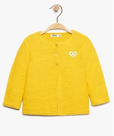 GEMO Gilet bébé fille en coton bio avec broderie cœur doré Jaune