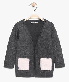 GEMO Gilet bébé fille porté ouvert en maille duveteuse pailletée Gris