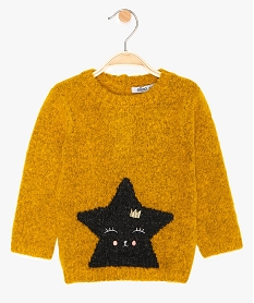 pull bebe fille en maille chinee moelleuse et motif etoile jaune9282001_1