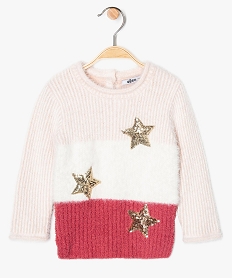 pull bebe fille en mailles variees et etoiles en sequins multicolore9282101_1