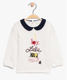 GEMO Tee-shirt bébé fille à col claudine - Lulu Castagnette Blanc