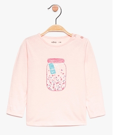 GEMO Tee-shirt bébé fille manches longues avec motifs et inscriptions Rose