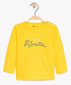 GEMO Tee-shirt bébé fille manches longues avec motifs et inscriptions Jaune