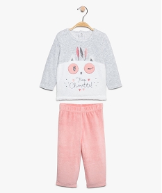 GEMO Pyjama bébé fille en velours motif chouette brodé Rose