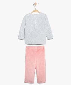 pyjama bebe fille en velours motif chouette brode rose9286201_2