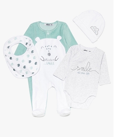 GEMO Ensemble bébé garçon 4 pièces motif hérisson Blanc