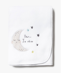 couverture bebe en maille polaire avec motif lune brode blanc9288301_1