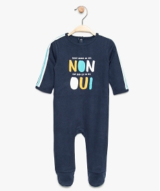 GEMO Pyjama bébé garçon en coton avec inscription sur lavant Bleu
