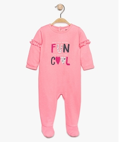 GEMO Pyjama bébé fille avec fronces sur les manches et paillettes Rose