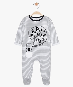 GEMO Pyjama bébé en jersey doublé peluche à rayures Blanc