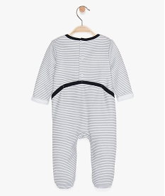 pyjama bebe en jersey double peluche a rayures blanc9291901_2