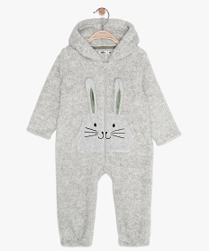 combi-pilote bebe en matiere peluche a motif lapin gris9293801_1