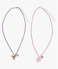 collier fille en chaine avec pendentif animal (lot de 2) multicolore9302501_1