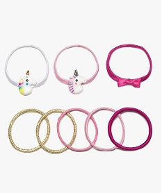 GEMO Elastiques cheveux fille assortis avec motifs licorne (lot de 8) Multicolore