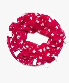 GEMO Foulard snood fille avec motifs licornes et pompons Rose