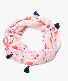 foulard snood fille avec motifs licornes et pompons rose foulards echarpes et gants9305001_1