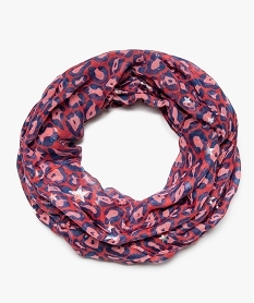 GEMO Foulard snood fille imprimé avec étoiles pailletées Rose