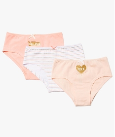 GEMO Culotte fille en coton stretch à motif doré (lot de 3) Multicolore