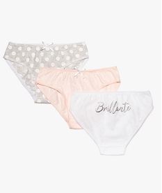 GEMO Slips fille à motifs et inscription pailletée (lot de 3) Multicolore