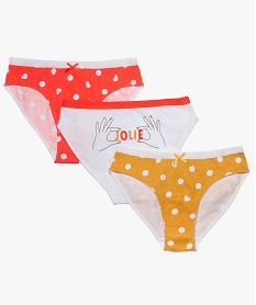 GEMO Slip fille en coton avec motifs pois (lot de 3) Multicolore