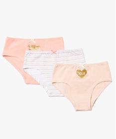 GEMO Shorty fille (lot de 3) en coton stretch à motif doré Multicolore