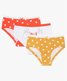 GEMO Shorty fille en coton stretch avec motifs pois (lot de 3) Multicolore