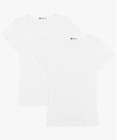 GEMO Tee-shirt fille à manches courtes en coton biologique (lot de 2) Blanc