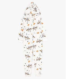 GEMO Combinaison pyjama fille en polaire imprimée licornes Blanc