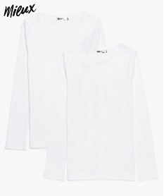 GEMO Tee-shirt garçon à manches longues en coton bio (lot de 2) Blanc
