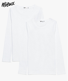 GEMO Tee-shirt garçon à manches longues en coton bio (lot de 2) blanc standard