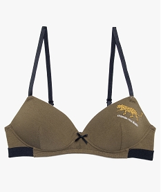 GEMO Soutien-gorge fille à bonnets paddés et petit motif poitrine Vert