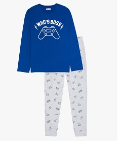 GEMO Pyjama garçon en jersey de coton motif manette de jeu vidéo Bleu