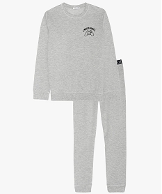 GEMO Pyjama garçon 2 pièces avec motif sur la poitrine Gris