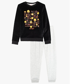 GEMO Pyjama garçon en velours - Emoji Gris