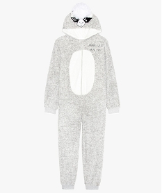 GEMO Combinaison pyjama garçon à capuche lama et broderie Gris