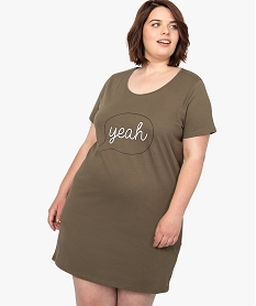 GEMO Chemise de nuit à manches courtes avec motifs femme grande taille Vert