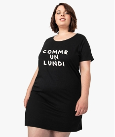 GEMO Chemise de nuit à manches courtes avec motifs femme grande taille Noir