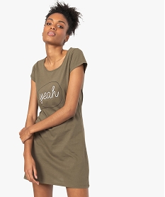 GEMO Chemise de nuit femme en jersey de coton imprimé Vert