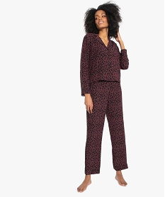 GEMO Pyjama femme fluide boutonné à petits motifs Imprimé
