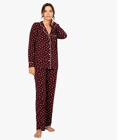GEMO Pyjama deux pièces femme : chemise et pantalon Violet