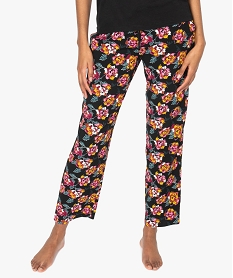 GEMO Pantalon de pyjama femme droit et fluide à motifs Imprimé