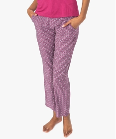 GEMO Pantalon de pyjama femme droit et fluide à motifs Imprimé