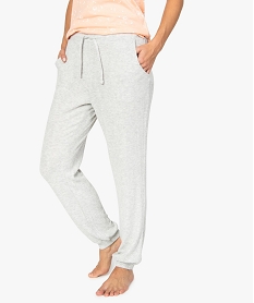 GEMO Pantalon dintérieur femme en maille côtelée Gris