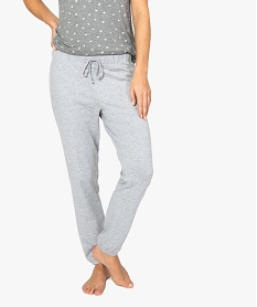 GEMO Pantalon de pyjama femme en jersey à chevilles élastiquées Gris