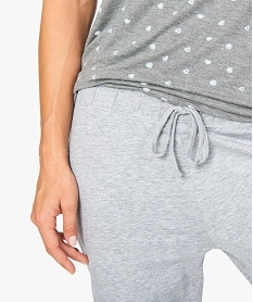 pantalon de pyjama femme en jersey a chevilles elastiquees gris9334001_2