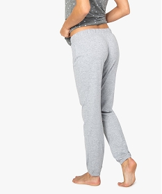 pantalon de pyjama femme en jersey a chevilles elastiquees gris9334001_3