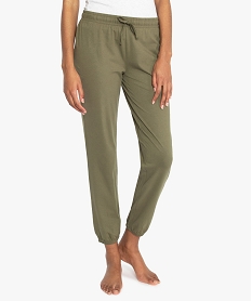 GEMO Pantalon de pyjama femme en jersey à chevilles élastiquées Vert