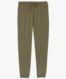 pantalon de pyjama femme en jersey a chevilles elastiquees vert9334101_4