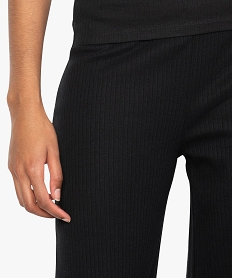 pantalon de pyjama femme large en maille fluide cotelee noir9334201_2