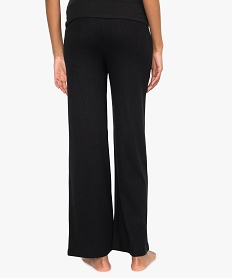 pantalon de pyjama femme large en maille fluide cotelee noir9334201_3